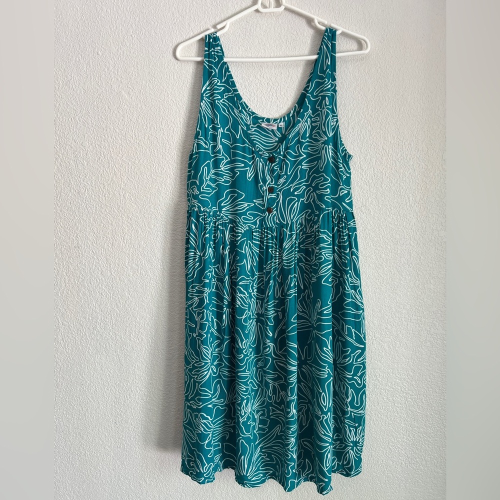 Blue and White Sleeveless Scoop Neck Sundress